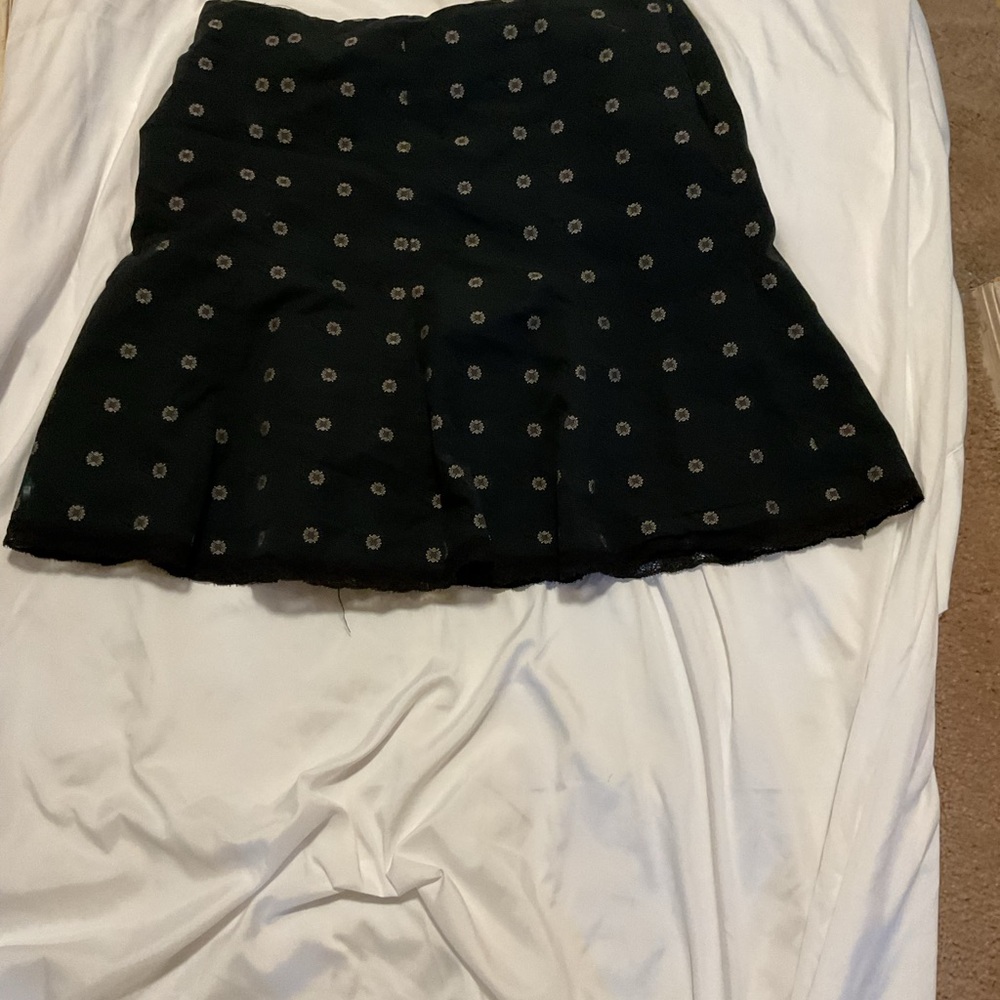 Cynthia Steffe Black Skirt with Lattice Pattern and Tule Edging Size 14